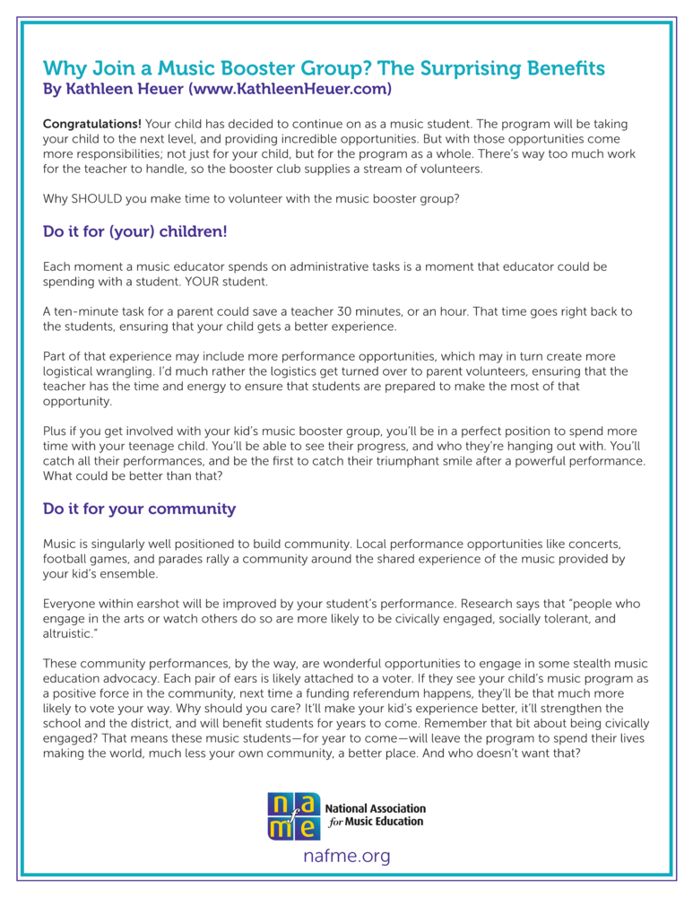 Why Join A Music Booster Flyer